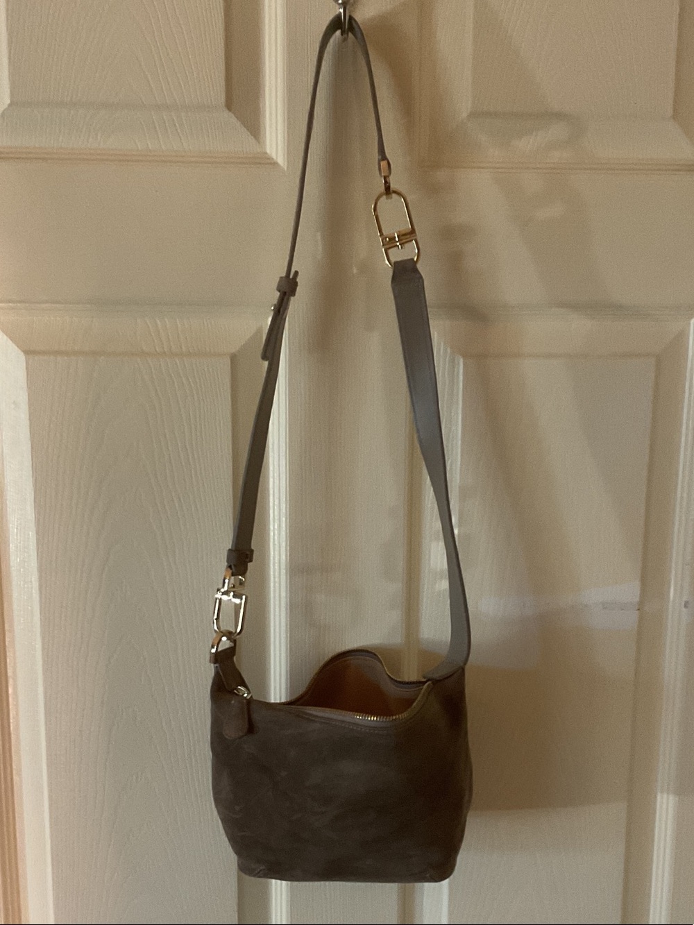 Armani Exchange Classic Gray Suede / Leather Crossbody Bag